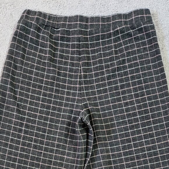 J. Jill Charcoal Gray Windowpane Plaid Full Wide Leg Pull On Cropped Ponte Pant - Picture 5 of 9